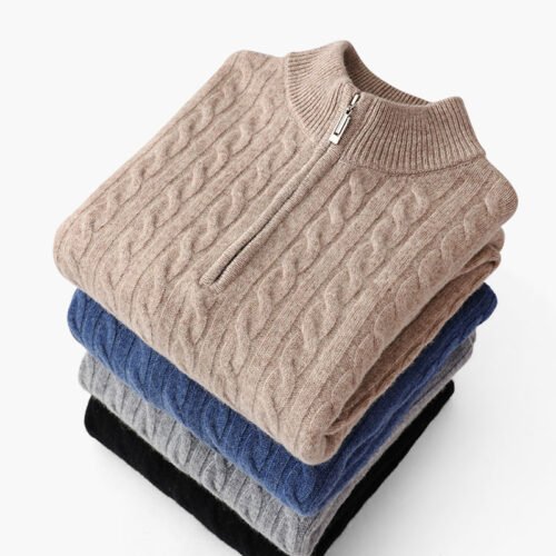 100% Cashmere Woven Half Zip