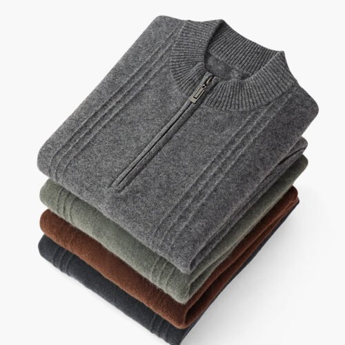 100% Cashmere Ribbed Half Zip