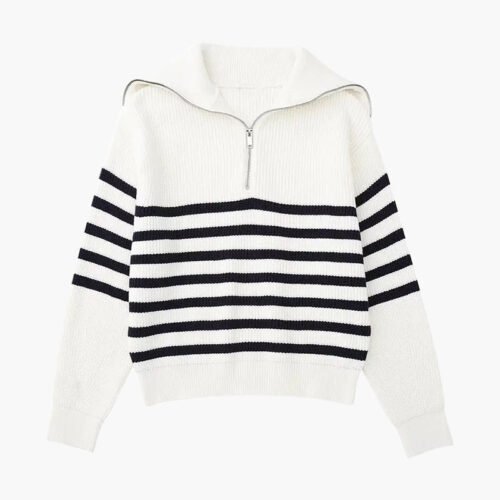 Striped Zip Up Sweater