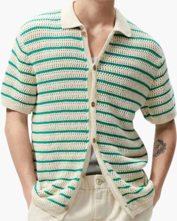 Summer-Fashion-Vintage-Knit-Polo-Shirt-Men-High-Quality-Stripe-Color-Matching-Top-Casual-Cardigan-Men-1.jpg Marbella - Knitted Button Shirt