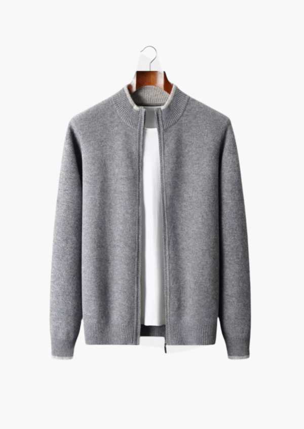 MERINO ZIP TWO-TONE CARDIGAN