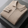 EXTRA-FINE MERINO WOOL ZIP POLO CARDIGAN