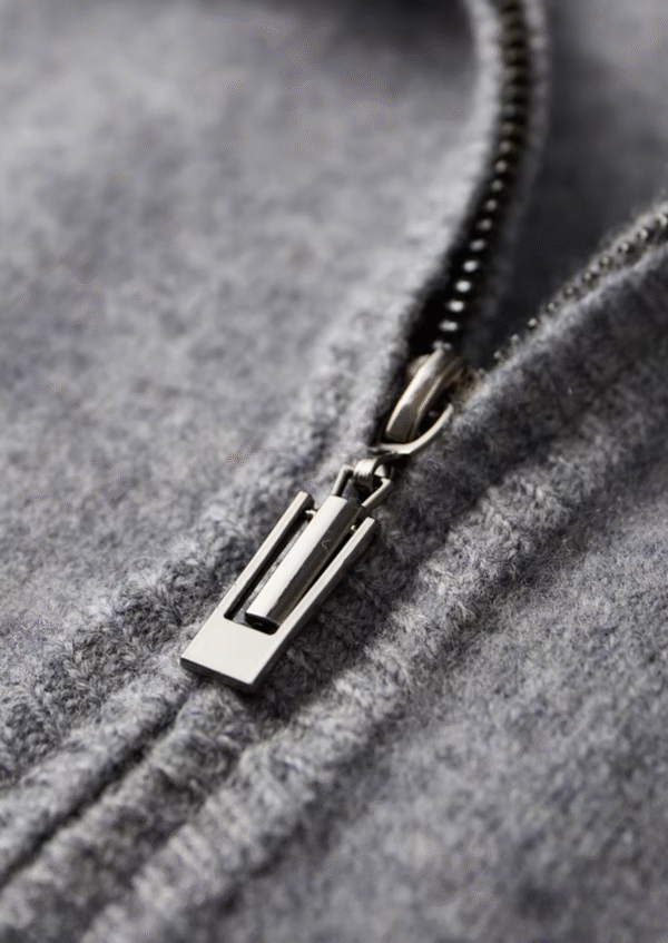 MERINO ZIP TWO-TONE CARDIGAN