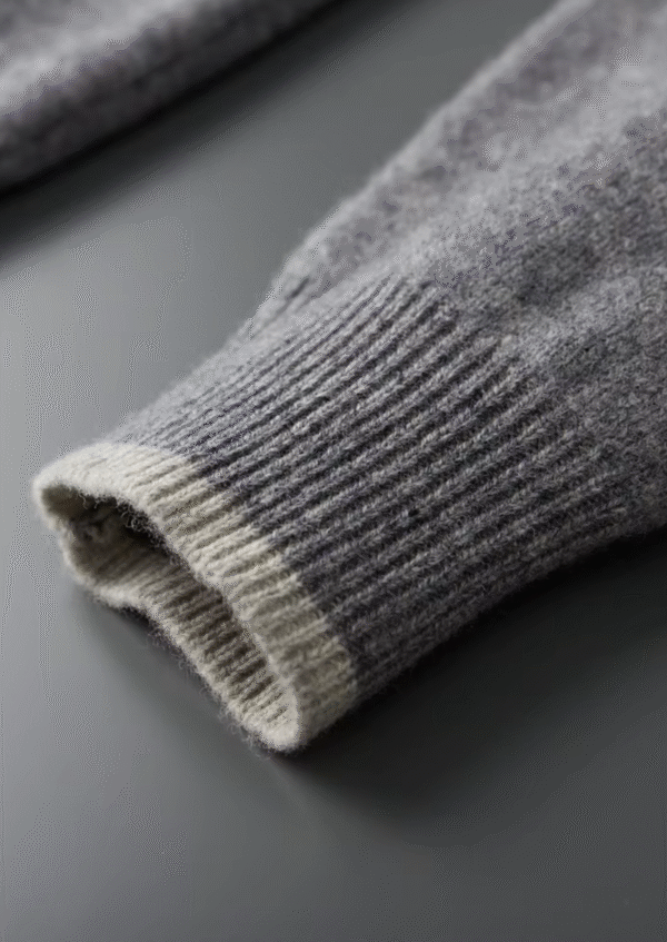 MERINO ZIP TWO-TONE CARDIGAN